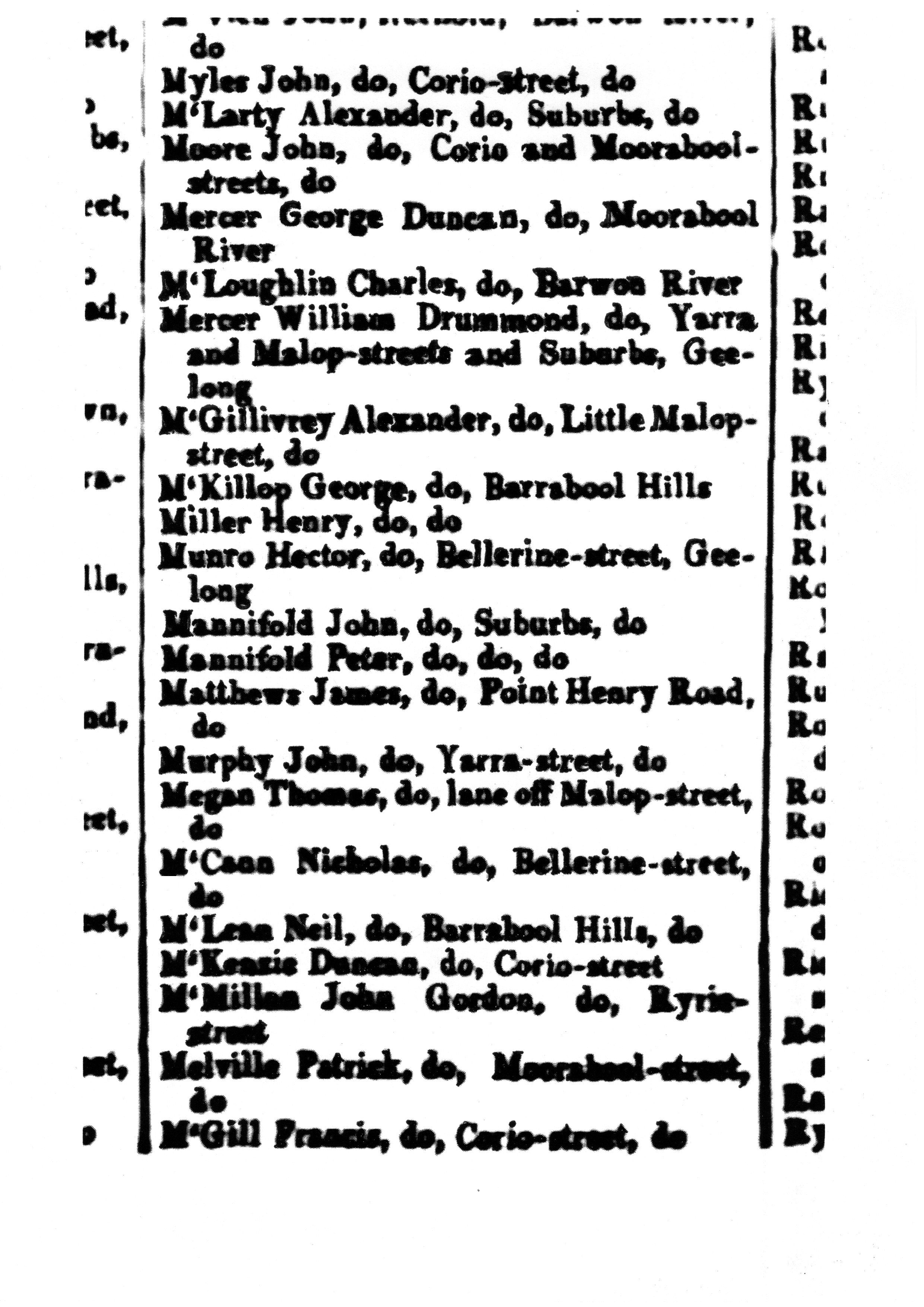 [1850 Electoral Roll of Geelong]